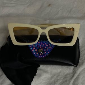 Cream Sunglasses Smoked Lens UV 400 Cat Eye